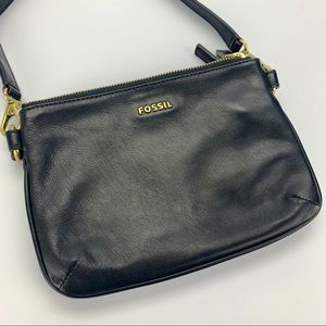Fossil Black Leather Shoulder Bag